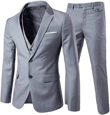#ad Cloudstyle Men#x27;s 3 Piece 2 Buttons Slim Fit Solid Color Jacket Smart Wedding For $114.39
