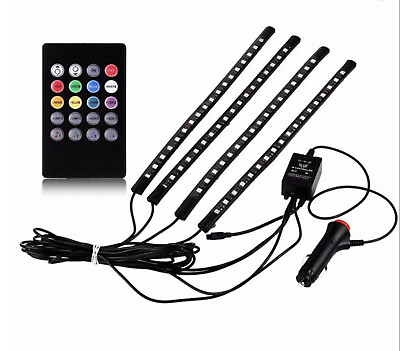 #ad 4PCS 72 LED Car Interior USB Music Light Lights Strip Wireless IR Remote Control $14.99
