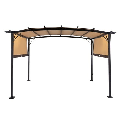 #ad Aluminum Dark Brown Post Brown Adjustable Shade Fabric Curved Top Folding Shed $360.75