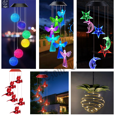 #ad Solar Wind Chime Lights LED Color Changing Hanging Lamp Bird Ball Garden Decor $10.71
