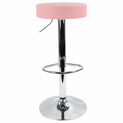 #ad KKTONER PU Leather Height Adjustable Round Bar Stool with Footrest Pink $49.99