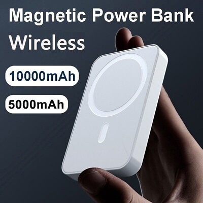 #ad 10000mAh Power Bank Magnetic Battery Pack Wireless Charger for iPhone 14 13 12 $10.55