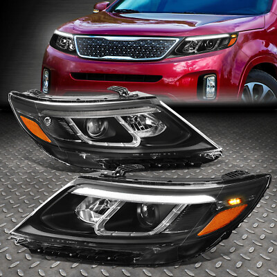 #ad 3D LED DRL FOR 14 15 SORENTO EX SX BLACK AMBER PROJECTOR HEADLIGHT HEAD LAMPS $269.89
