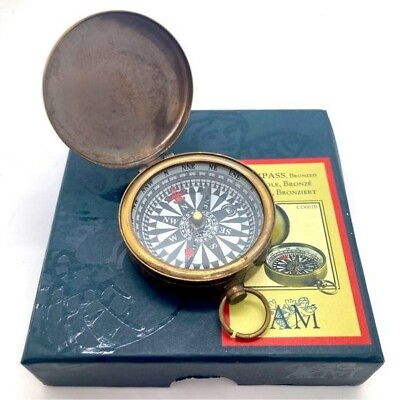 #ad Authentic Models Bronzed Compass Preowned In Original Box $19.99