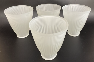 #ad Frosted Ribbed Light Shades Glass SET OF 4 Fitter 2quot; Great Condition $37.95