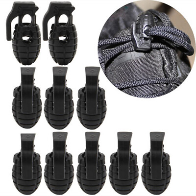 #ad 10Pcs EDC Gear Tactical Outdoor Hiking Boots Shoes Grenade Shoelace Buckle Clip $10.65