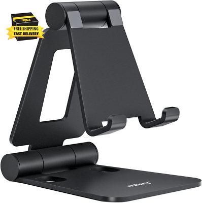 #ad Dual Folding Cell Phone Stand Fully Adjustable Foldable Desktop Phone Holder Cr $14.98