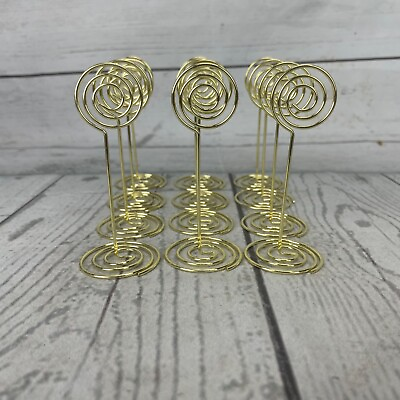 #ad Set of 12 Wire Gold Color Swirl Table Number Holders Place Cards Photo Display $10.00