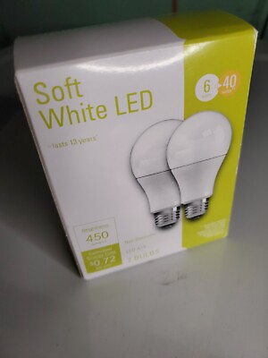 #ad Light Bulb Soft White A19 LED 6W 40W Replace Medium Base Soft White 2 Pack $7.99