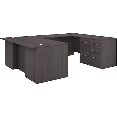 #ad Bush Furniture Office 500 71 U Shaped Desk with Drawers Storm Gray OF5002SGSU $1899.52