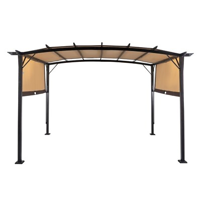 #ad 350*280*230.5cm Aluminum Dark Brown Post Brown Adjustable Shade Fabric Curved To $338.10
