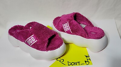 #ad UGG Pink Terry Sugar Cloud 3quot; Platform Slipper Slide Sandal Size 9 New 1138178 $80.00