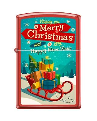 #ad quot;Merry Christmas and Happy New Yearquot; Zippo Lighter Red Matte FREE SHIPPING $28.95