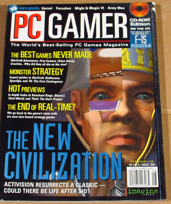 #ad PC Gamer Video Game Magazine Aug 1998 Vol. 5 No. 8 Foldout Voodoo Advert $18.49
