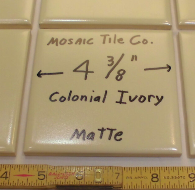 #ad 1 pc. *Colonial Ivory* 4 3 8quot; Ceramic Matte Tile by The Mosaic Co. Made 1950#x27;s $6.55