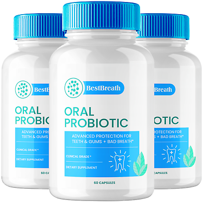 #ad 3 Pack Best Breath Oral Probiotic BestBreath Gum Teeth Health 180 Capsules $53.95