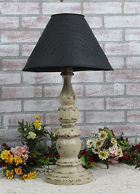 #ad Katie#x27;s Large Liberty Table Lamp with Punched Tin Shade Rustic Country Colors $454.95