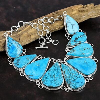 #ad Tibetan Turquoise Gemstone 925 Sterling Silver Jewelry Charm Necklace 18quot; w548 $26.24