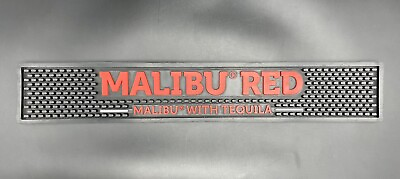 #ad Malibu Red Malibu With Tequila Rubber Rail Bar Mat Spill Mat 12quot; x 3.5quot; $19.99
