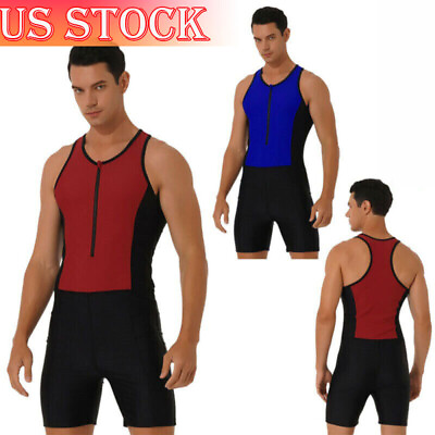 #ad US Swimsuit for Men Short Sleeve Rash Guard Wetsuit One Piece Swim Surfing Suit $19.64