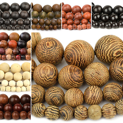 #ad Natural Wood Beads Round 15” Strand Jewelry Making Wenge 4mm 6mm 8mm 10mm 12mm $4.72