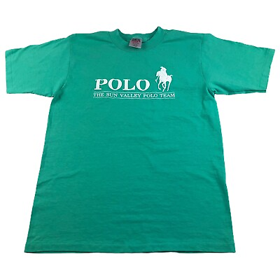 #ad Vtg Horse Polo T Shirt Mens Large Fits Med Oneita Pony Logo 90s $19.95