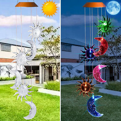#ad Sun and Moon Solar Wind Chimes LED Color Changing LightYard Home Garden Decor $9.99