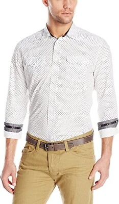 #ad DIESEL Men#x27;s XL Sulfuris Slim Fit Long Sleeve Button Down Casual Shirt White NWT $79.99