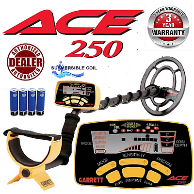 #ad Garrett Ace 250 Metal Detector w WaterProof Coil Free Shipping $224.95