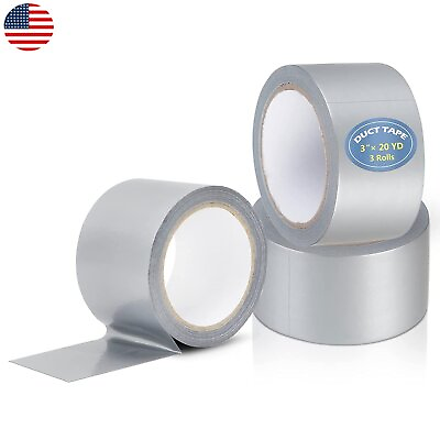 #ad 3 Rolls Silver Duct Tape Heavy Duty Waterproof 3quot; x60 Feet7.5 Mil Thick Strong $22.90