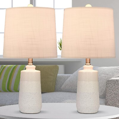 #ad #ad EUO 20.5quot; Ceramic Table Lamp Set of 2 for Bedrooms White Lamps Set of 2 for ... $110.81