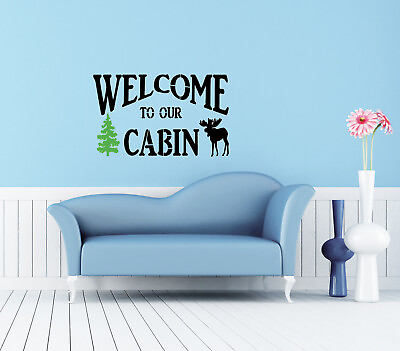 #ad Cabin Sign Moose Wall Sticker Décor Living Room Removable Saying Décor $30.99