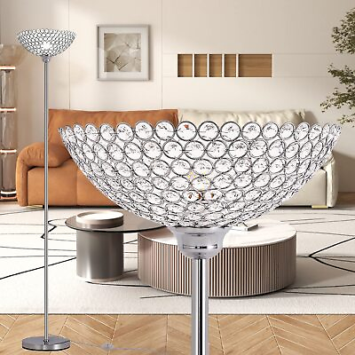 #ad Spherical Crystal Floor Lamp 1 Light Modern Chrome Finish Floor Lamp Crysta... $84.30