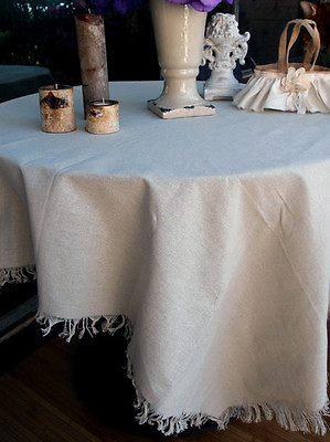 #ad 54quot; x 54quot; Natural Rustic Table cover Linen Square fabric Sheet Fringed Edges $24.99