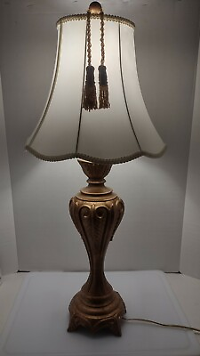#ad 32quot; Elegant Table Lamp Desk Bedside Lights Fabric Shade Metal Base $174.99