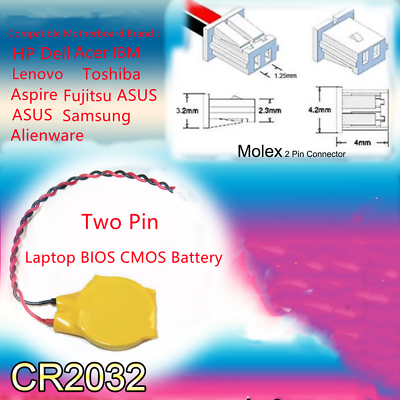 #ad 10x Laptop Battery 2 Pin CMOS CR2032 3V For DELL Asus Acer Toshiba HP IBM Lenovo $14.15