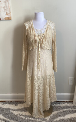 #ad Claire Pettibone Lace Bridal Nightgown Bolero Set size M NWT $150.00