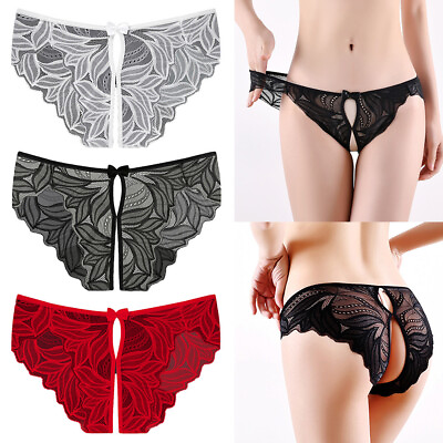 #ad Women Panties Underwear Briefs G strings Thongs Low Waist Crochless See Through $3.00