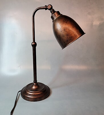 #ad Metal Lamp Round 24quot; Table Lamp with Pole Faux Bronze Desk Lamp $45.00