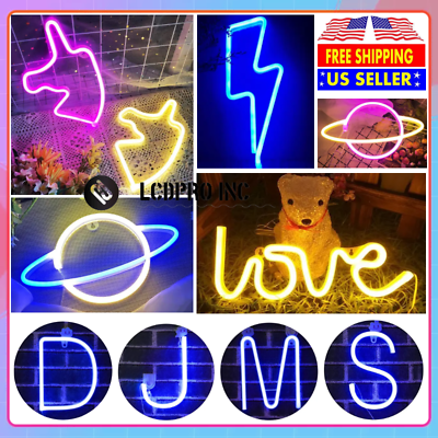 #ad LED Neon Sign Lights Bedroom Night Light Lamp Kids Room Home Wall Art Decor Gift $7.18