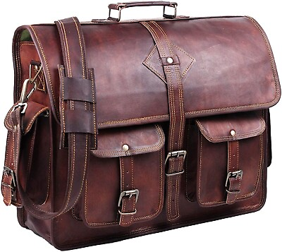 #ad Men#x27;s Vintage New Brown Genuine Leather Messenger Laptop Satchel S Shoulder Bag $62.79