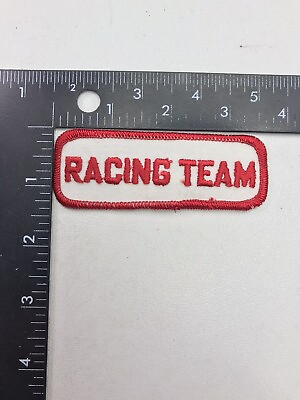 #ad Vtg Red On White RACING TEAM Patch Motorcycle Or Car Racer M011 $5.95