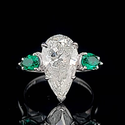 #ad Platinum Vintage Engagement Ring 4.02ct. Natural Pear Shape Diamond I1 I $13500.00