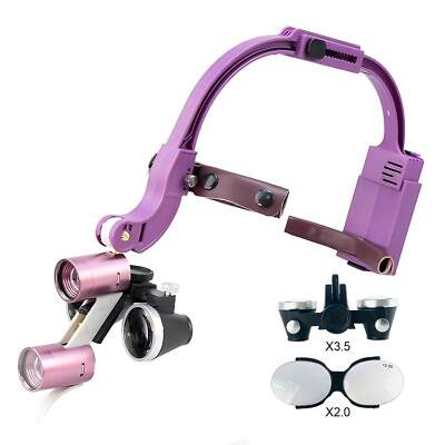 #ad Purple Dental Double Lamp Binocular Loupe X3.5 Presbyopic Magnifying Glasses $106.99