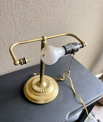 #ad Vintage BANKERS DESK LAMP Library Piano Light MCM Metal Base No Green Glass $35.90