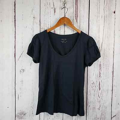 #ad Elle T Shirt Womens Size Small V Neck Short Sleeve Cotton Black $8.48