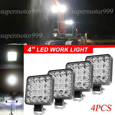 #ad 4Pcs 4Inch Square LED Work Light Pods Flood Light For Truck Offroad Tractor SUV $19.98
