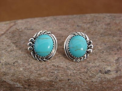 #ad Native American Navajo Sterling Silver Turquoise Post Earrings by Delores Cadman $35.99