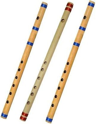 #ad Bamboo Flute Indian Bansuri A B C Scale Professional Flute 21 Inches Set of 3 $21.35