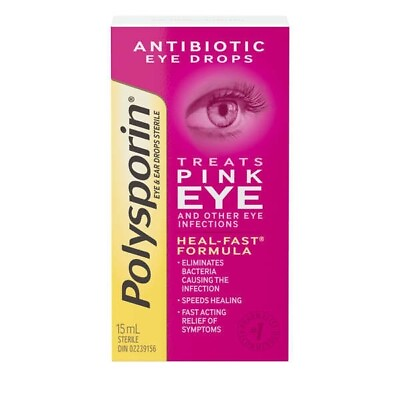 #ad NEW IN BOX POLYSPORIN Antibiotic Pink Eye Eye Drops Treatment Formula 15ml $20.00